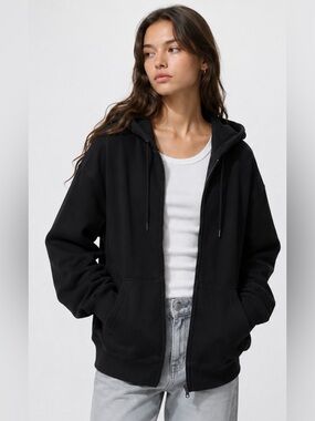 Uniqlo Black Zip-Up Hooded Sweater